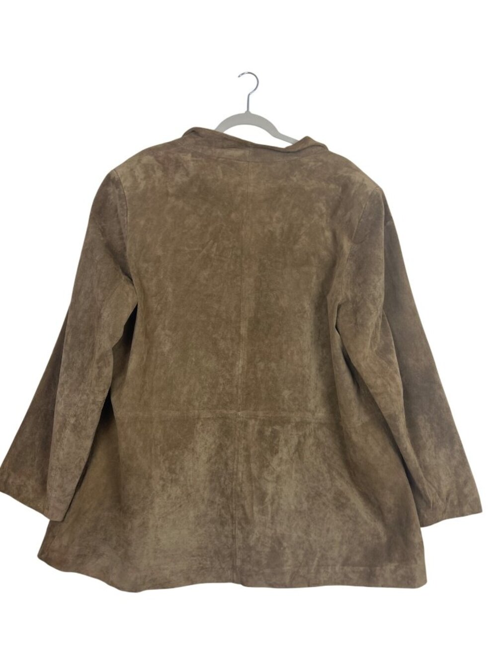 Vtg Silhouettes Jacket Women's 2X Brown Genuine Leather Open Front Suede Coat - Picture 6 of 11